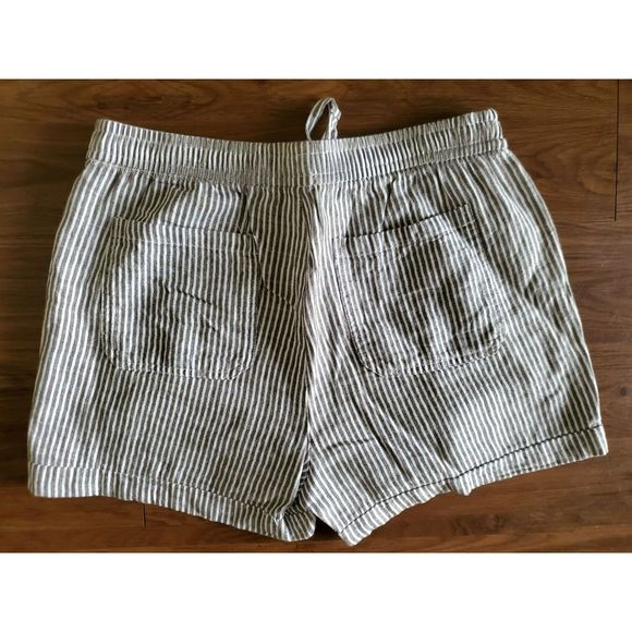 NWOT Womens Size M Old Navy High-Waisted Linen-Blend GRAY STRIPE Shorts 3.5in - Picture 2 of 4